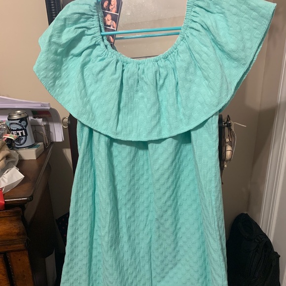 EUC Crown & Ivy Off the Shoulder Teal  Shift Dress - Picture 1 of 2